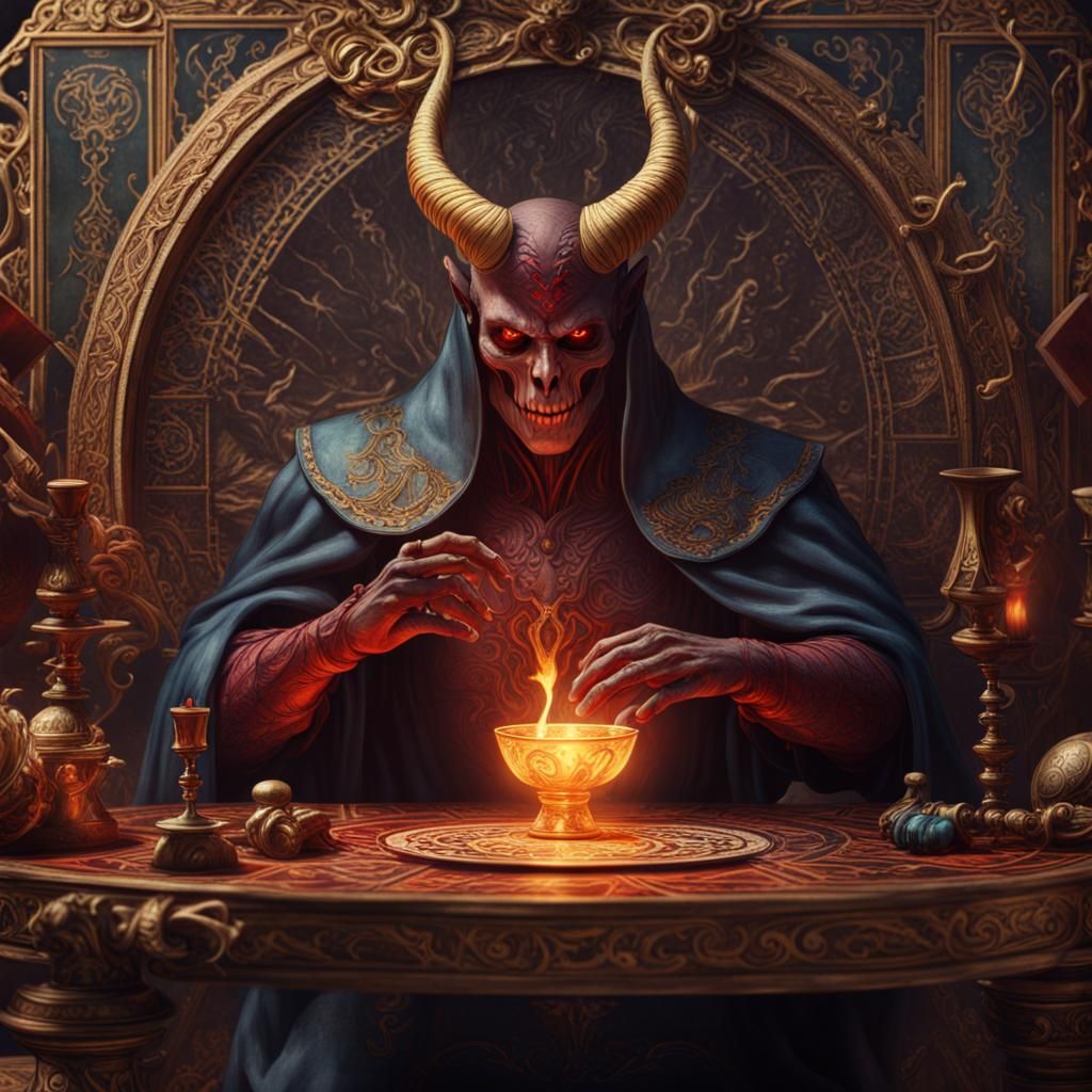 The Devil Plays Tarot: Detailed Matte Painting