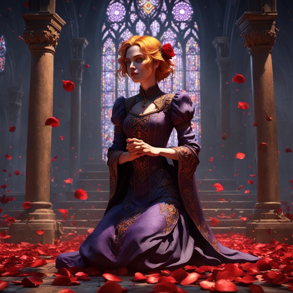 Gothic Woman with Roses: Dark Fantasy Art