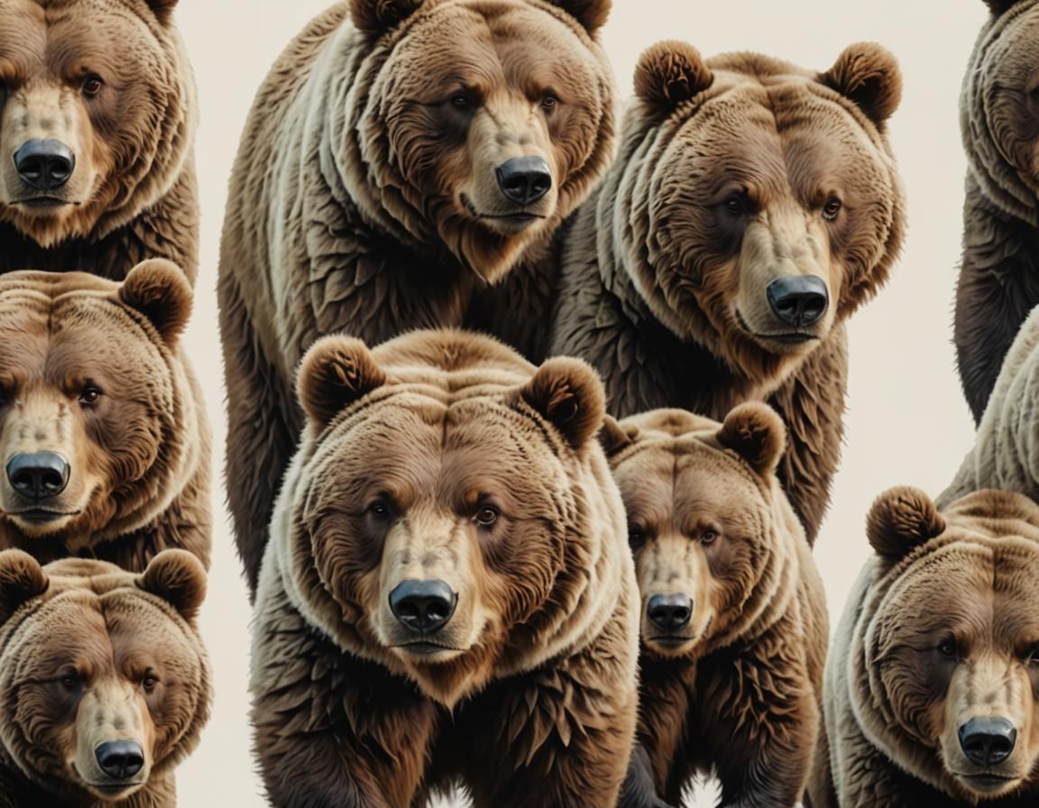 Cute Kodiak Bear Portrait in Pastel Colors