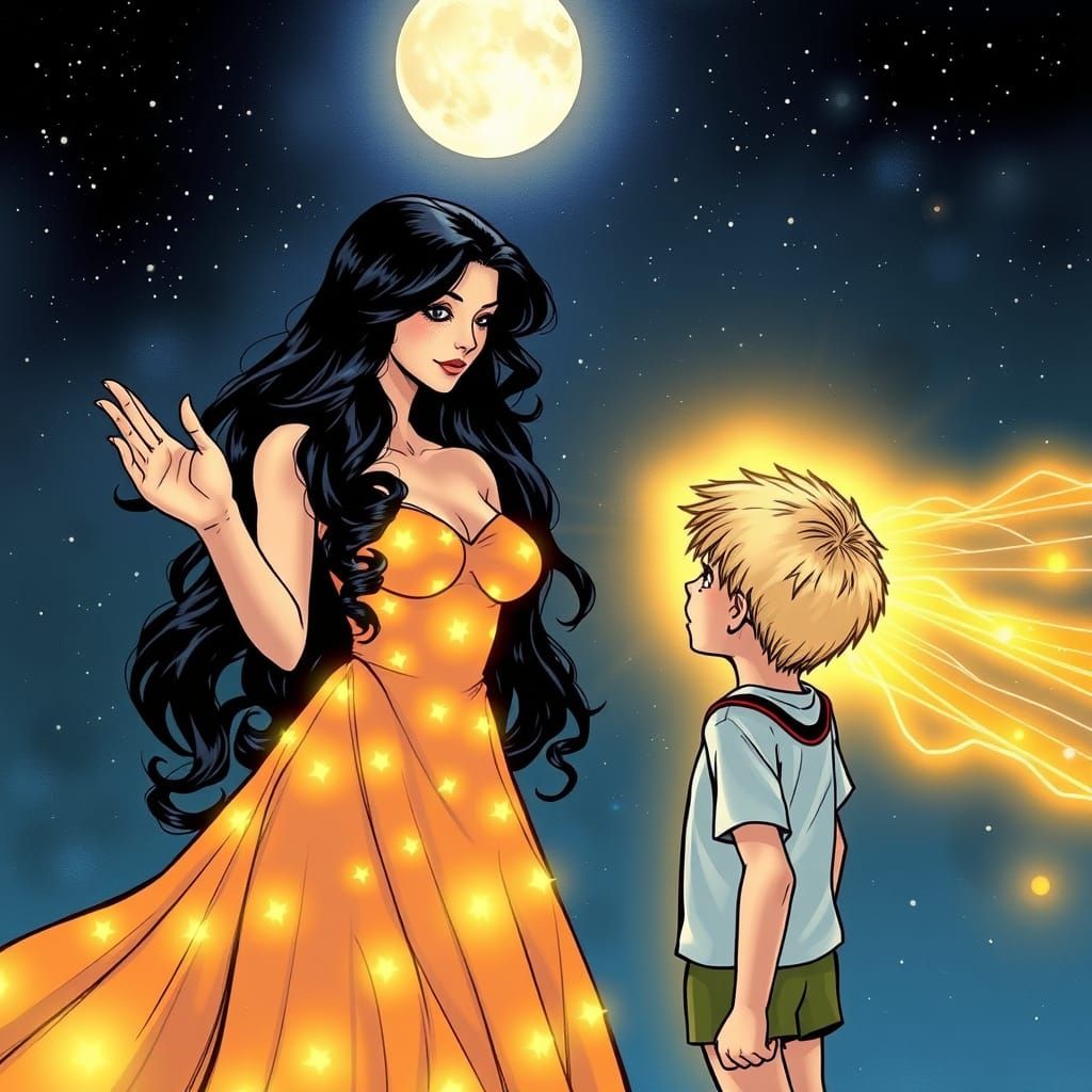 Erté Style: Night and Day Personified in Vibrant Comic Art