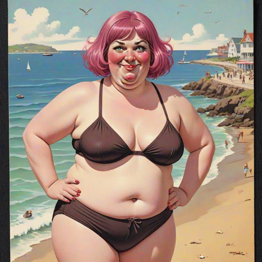 Humorous Seaside Postcard in Rude Humor
