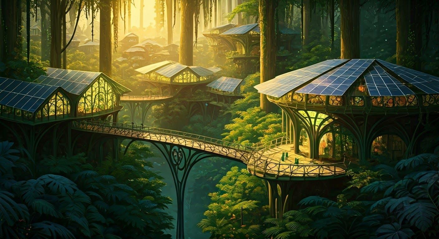 Solarpunk Haven in Treetop Canopy