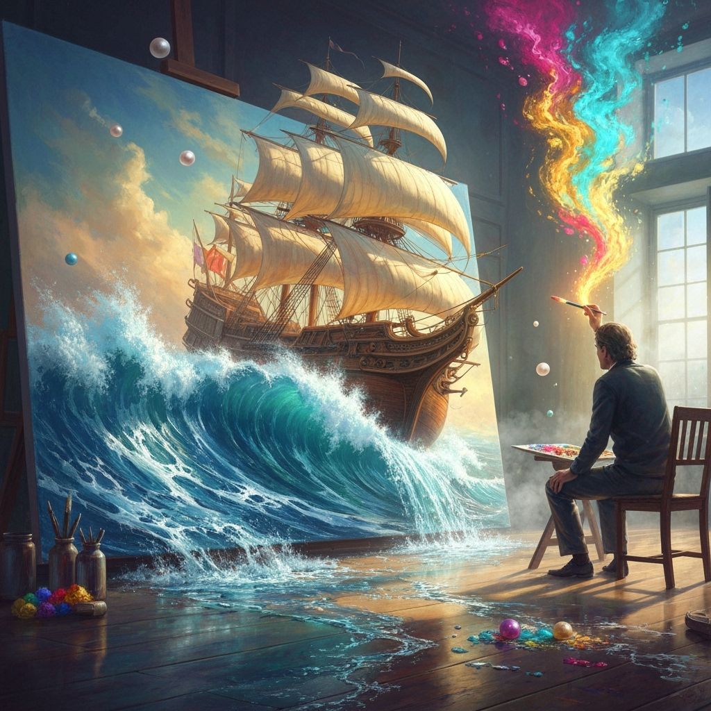 Artist Creates Living Painting of Ship in Storm