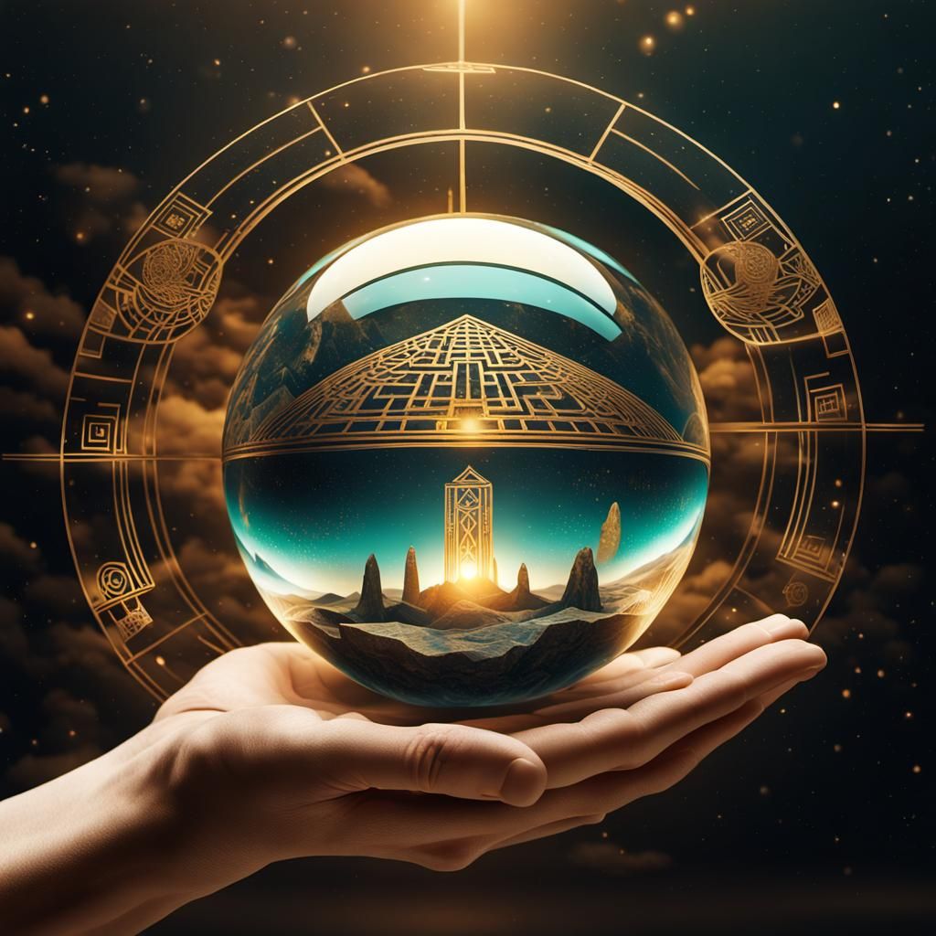 Mystical Orb Hovering: Surreal Vaporwave Dreamscape