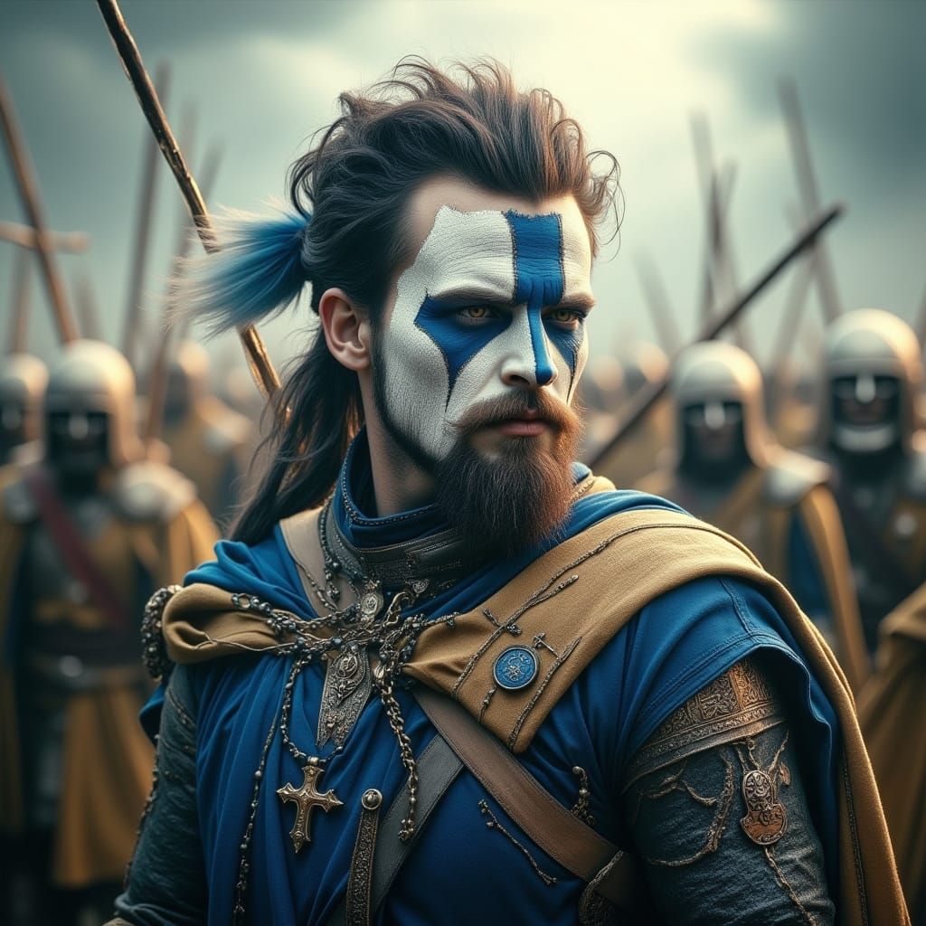 William Wallace Leads Army in Dark Portrait
