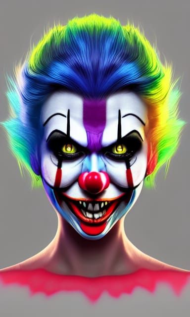 Adorable Psycho Clown Portrait in Digital Art Style