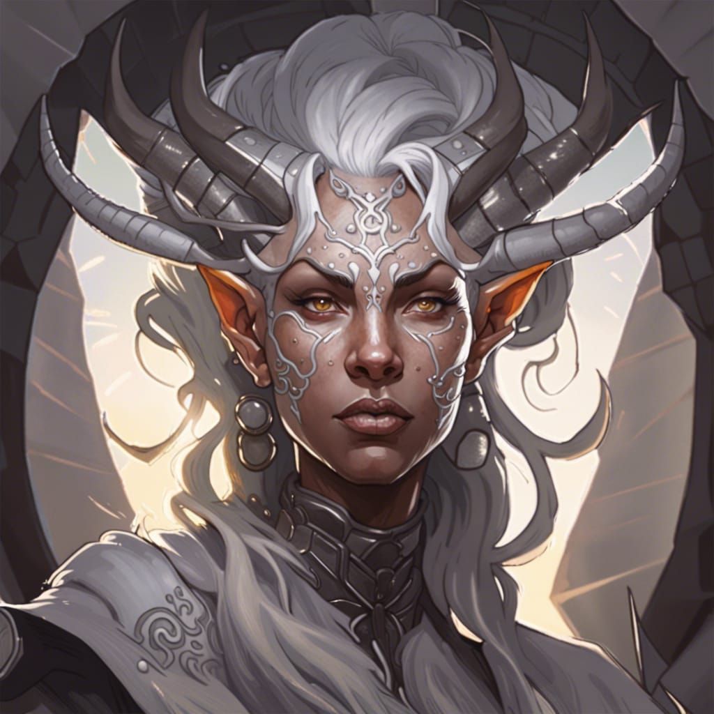 Tiefling Cleric Worshipping Sun God in Detailed Portrait