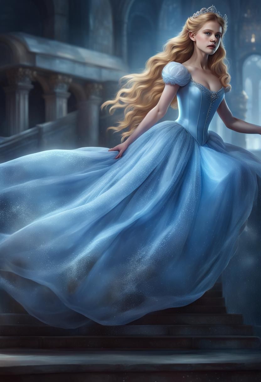 Cinderella Portrait in Slivery Blue Dress