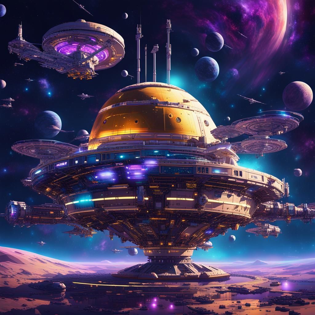 Futuristic Space Station in Syd Mead Style