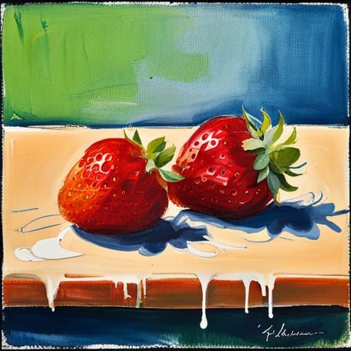Strawberries in Baker's Kitchen: Abstract Art