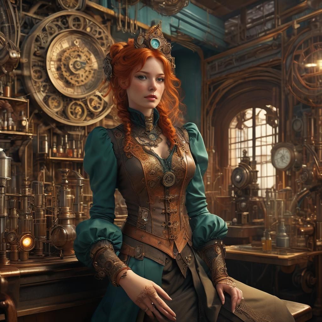 Steampunk Victorian Woman in Laboratory