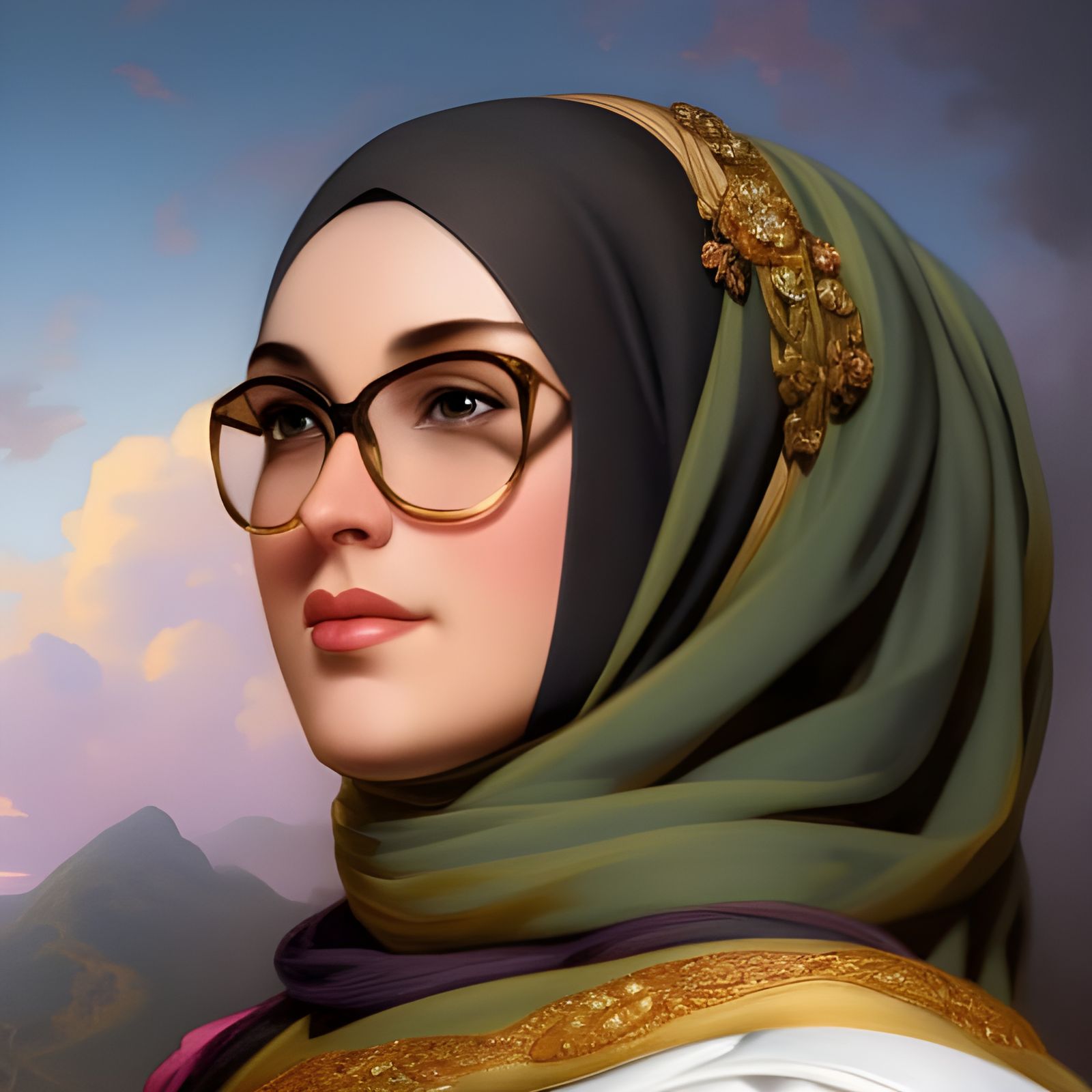 German Woman in Hijab: Hyperdetailed Portrait