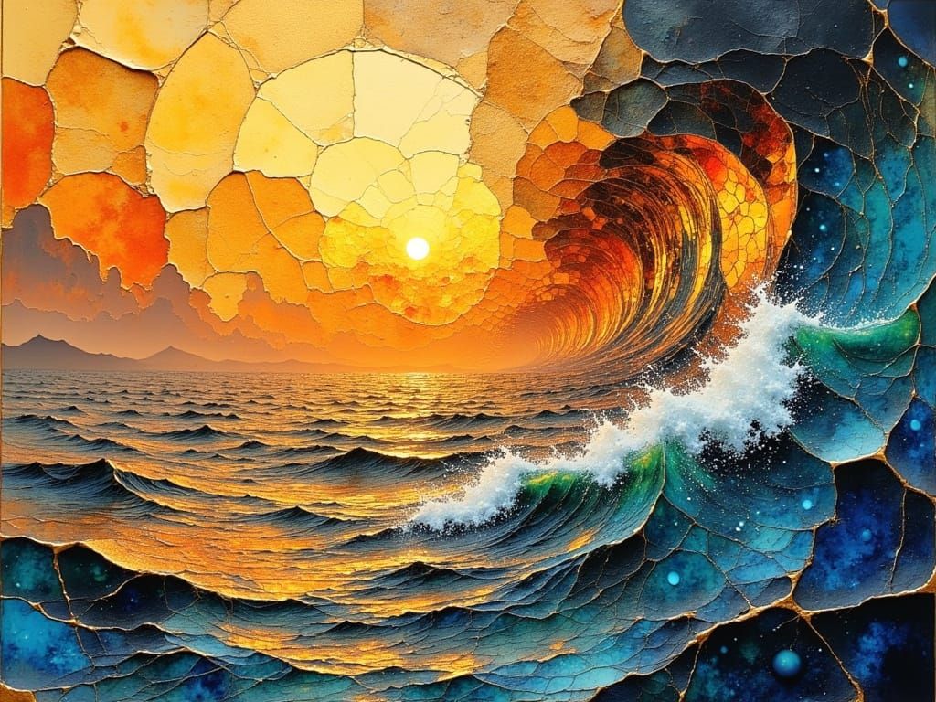 Sunlit Water Abstract Vector Fractal in 3D