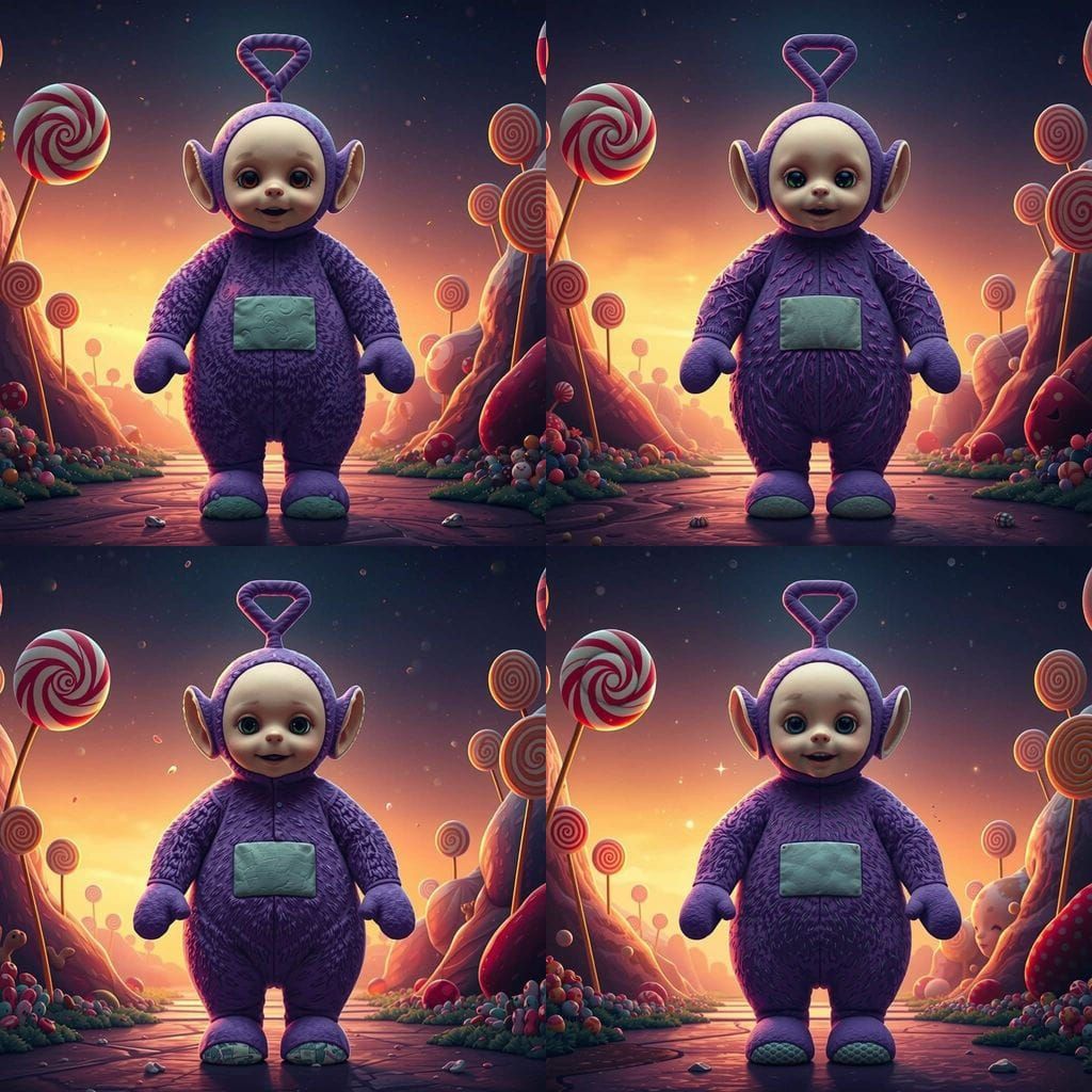 Teletubbies Encounter in Whimsical Candy Wonderland