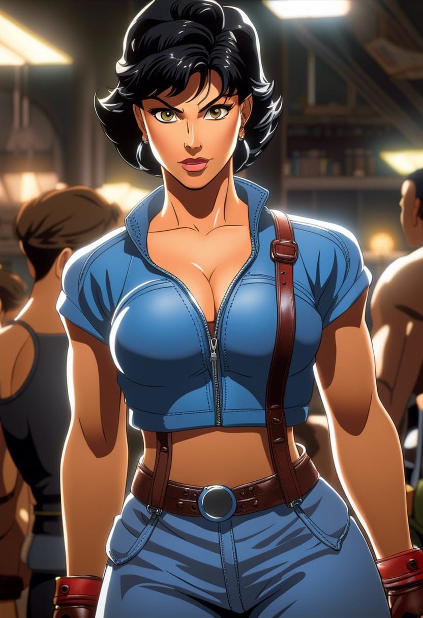 Female Bodybuilder as Streets of Rage Anime Character