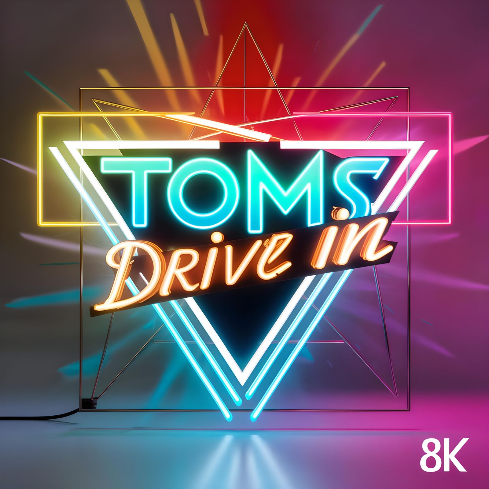 Futuristic Neon Logo for Tom's Drive In