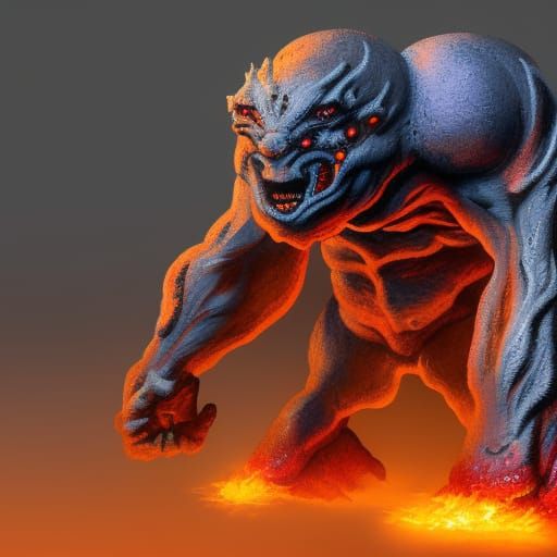 Brimstone Golem Elemental: Fantasy Concept Art