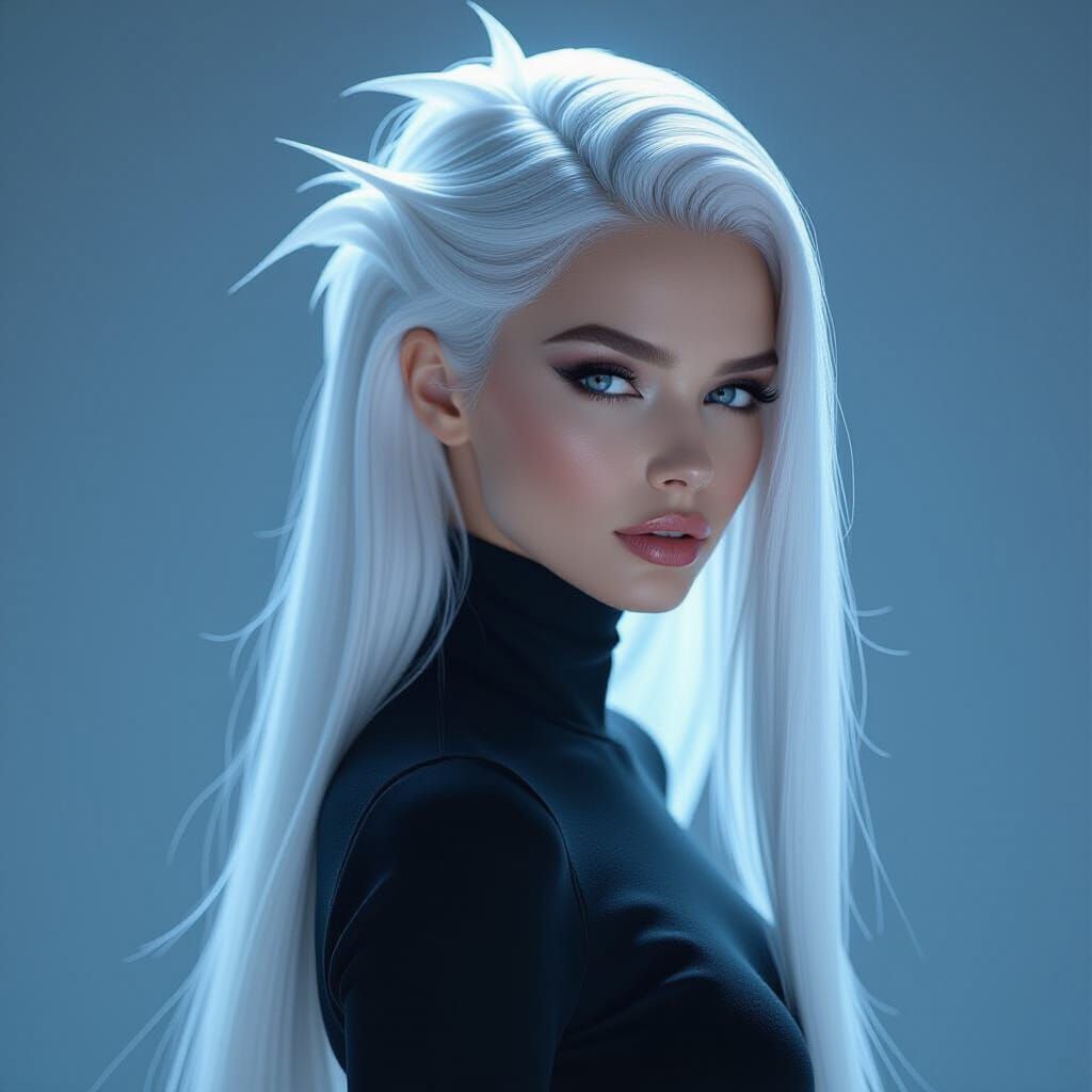 Futuristic Model with Spire Hair in Studio Lighting