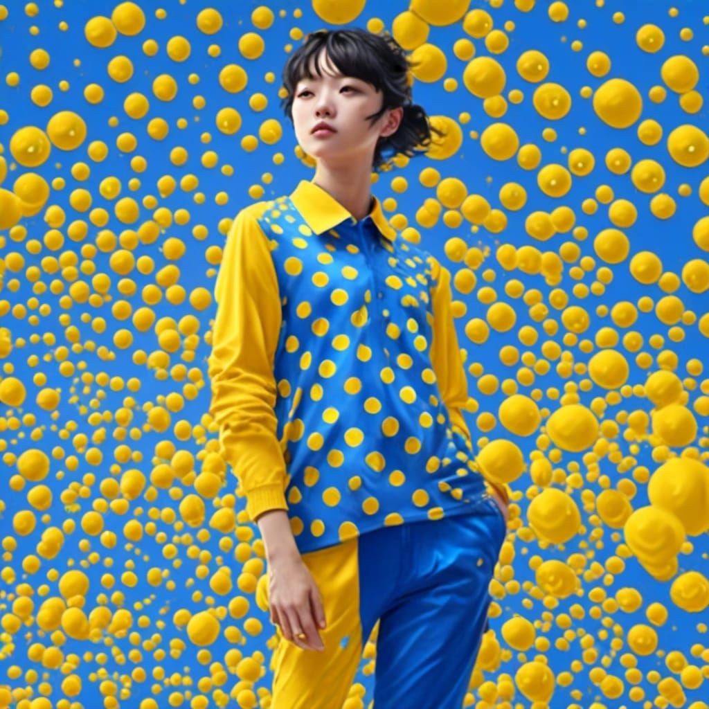 Sublimated Golf Shirt with Anime-Inspired Dot Pattern