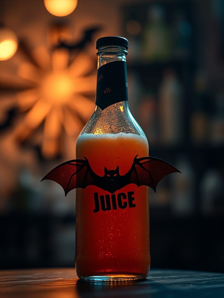 Hyperdetailed Bat Juice Bottle with Volumetric Lighting
