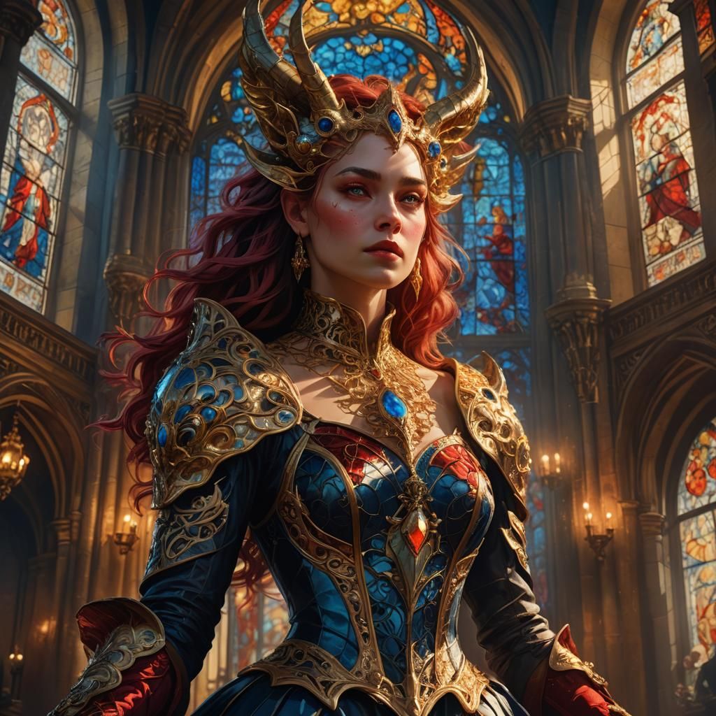 Baroque Fantasy Hybrid Creature in Gothic Ballroom