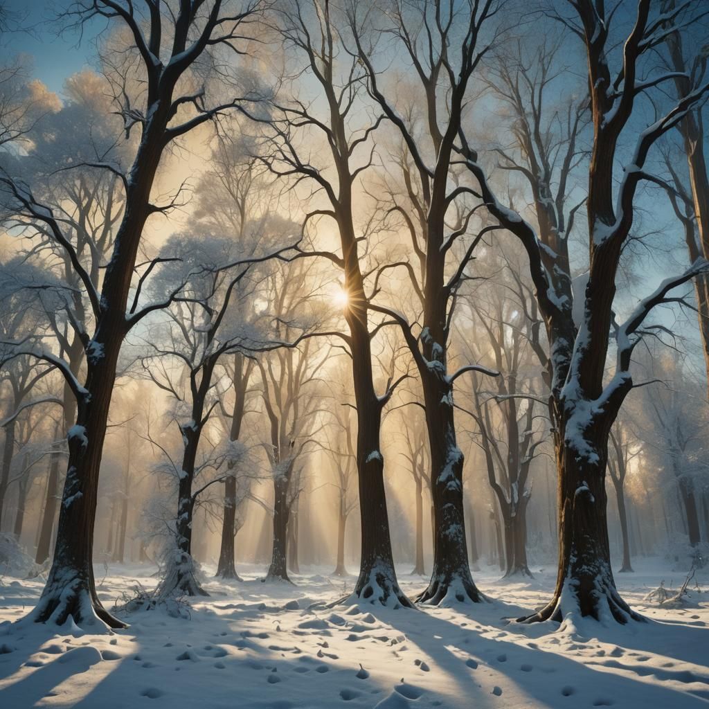 Winter Landscape in Digital Painting Style