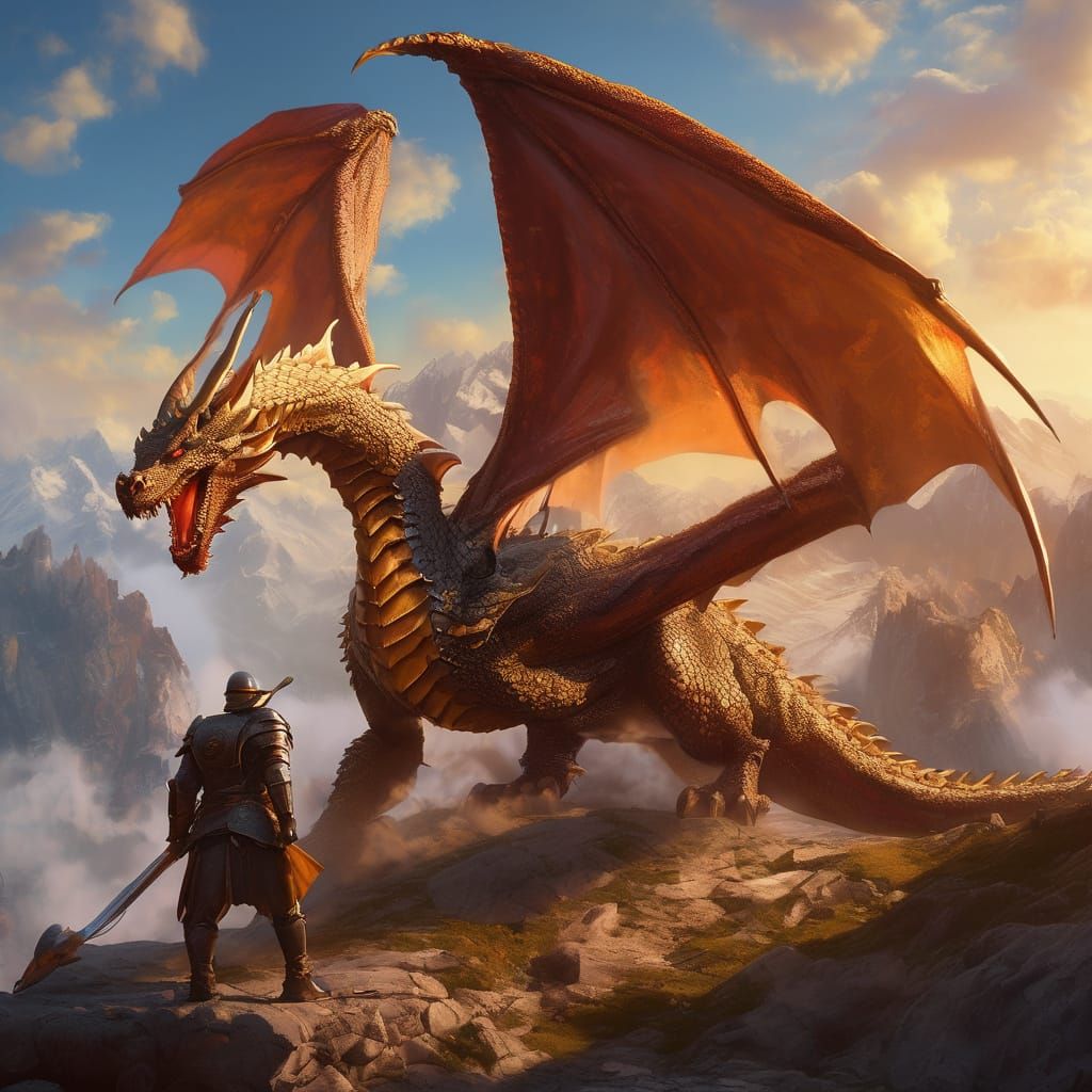 People Flying Dragons in a Fantasy Landscape