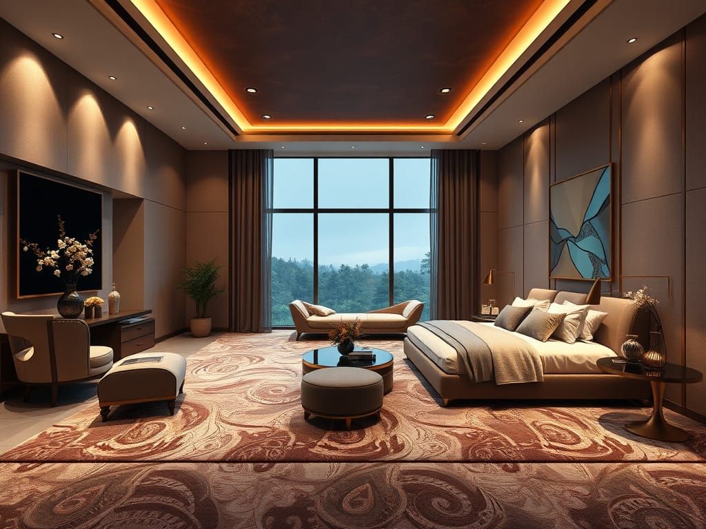 Modern Master Bedroom: Rich Colors in Matte Painting Style