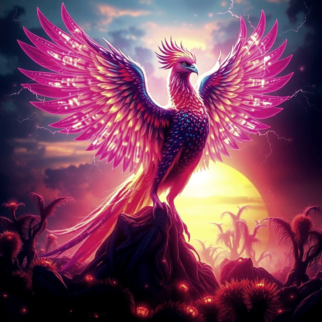 Bioluminescent Phoenix Rising on Alien Exoplanet