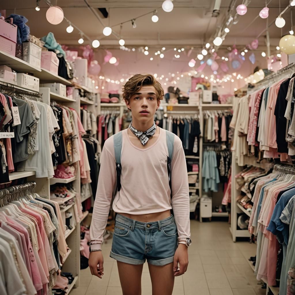 Confused Teen Crossdresser in Fashion Photography Style