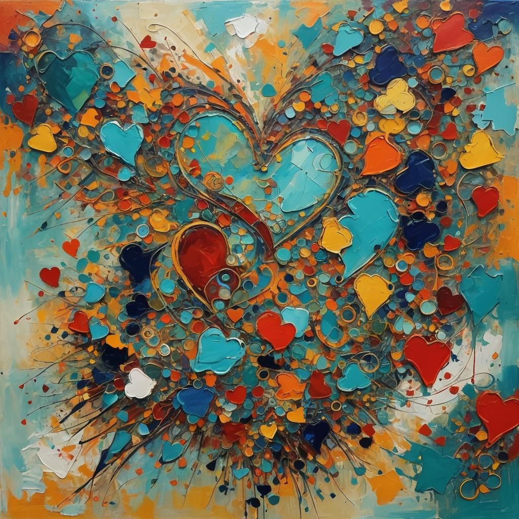 Abstract Heartscape in Complementary Colors