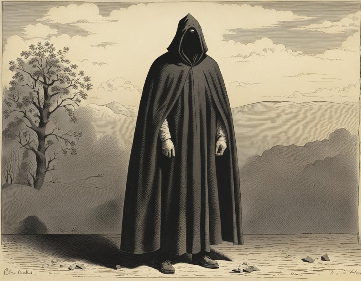 Mysterious Cloaked Figure in Featureless Mask