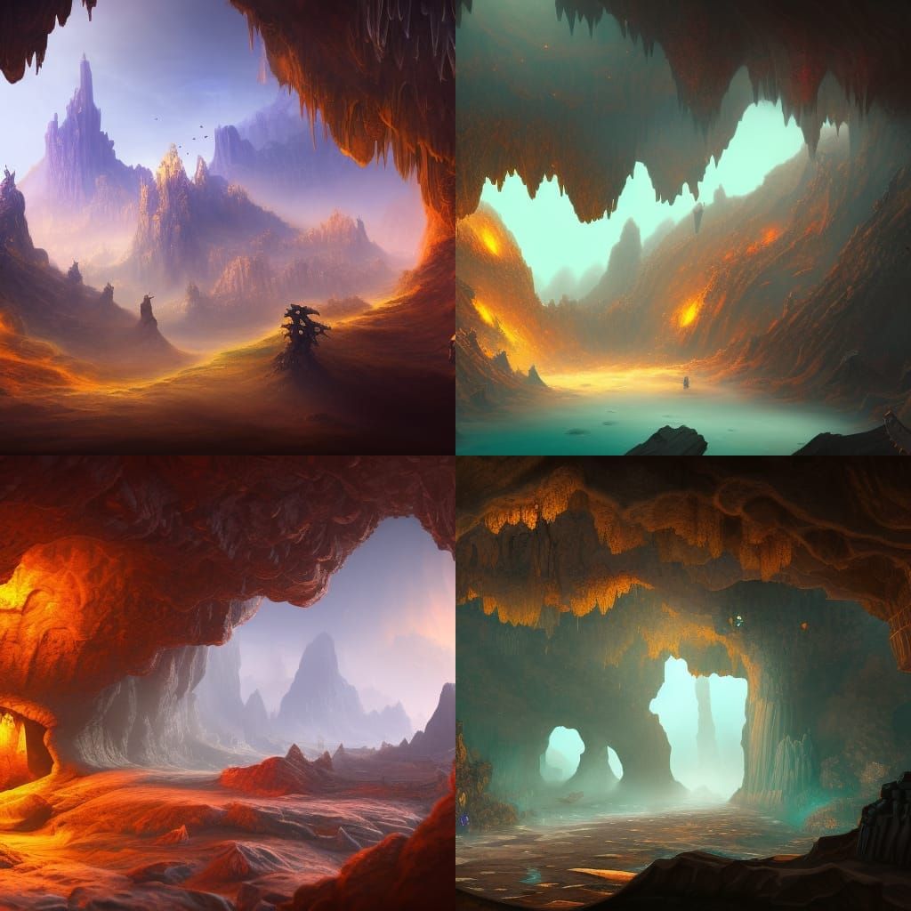 Fantastical Cavern in Detailed Matte Painting