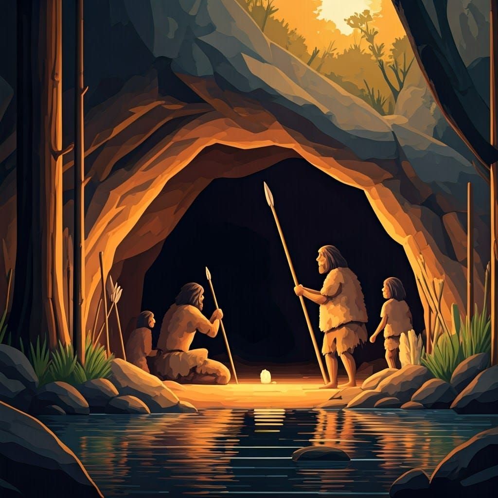 Prehistoric Hunter in Spain: Digital Pop Art