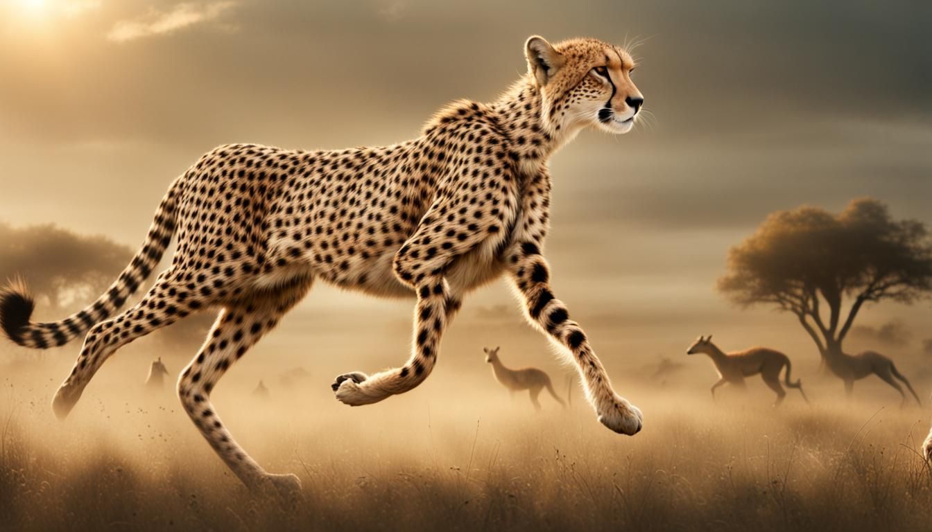 Cheetah Chasing Gazelle: Epic Digital Matte Painting