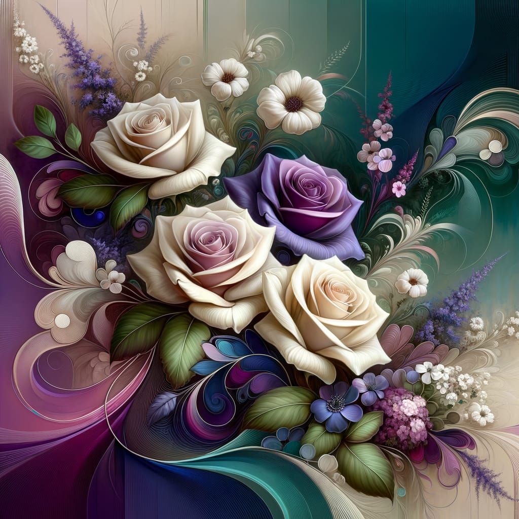 Ethereal Floral Painting with Luminous Roses