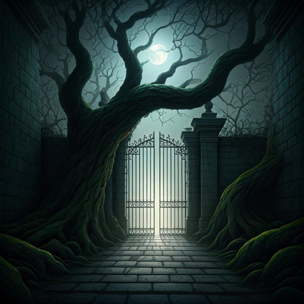 Eerie Manor House in Surrealist Style