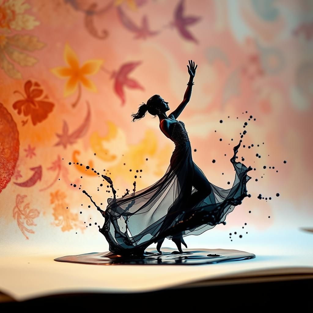 Acrobatic Couple Emerges from Ink Splash