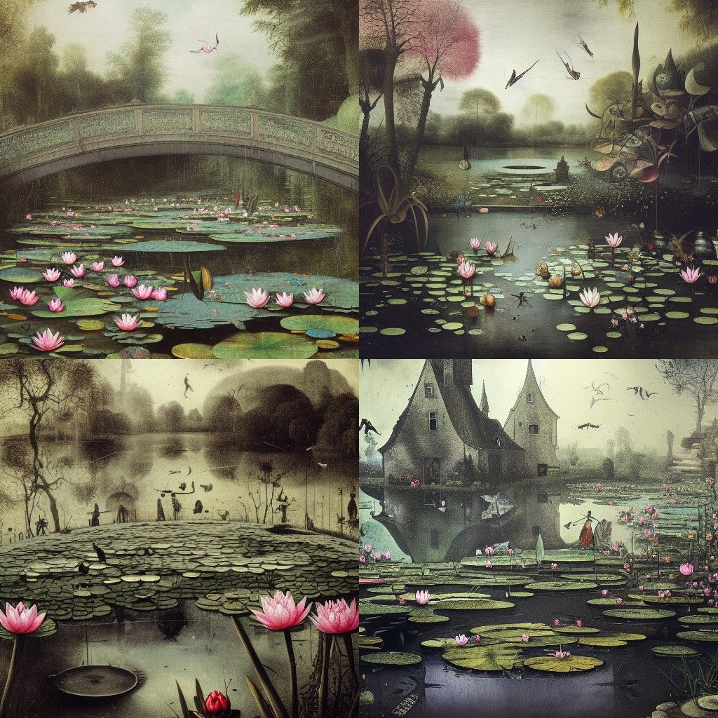 Eerie Black Water Lily Pond Masterpiece