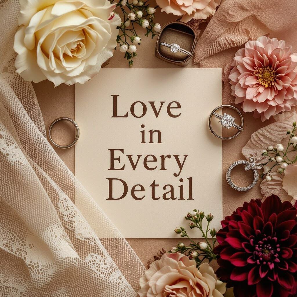 Elegant Bridal Accessories Flat Lay in Film Noir Style