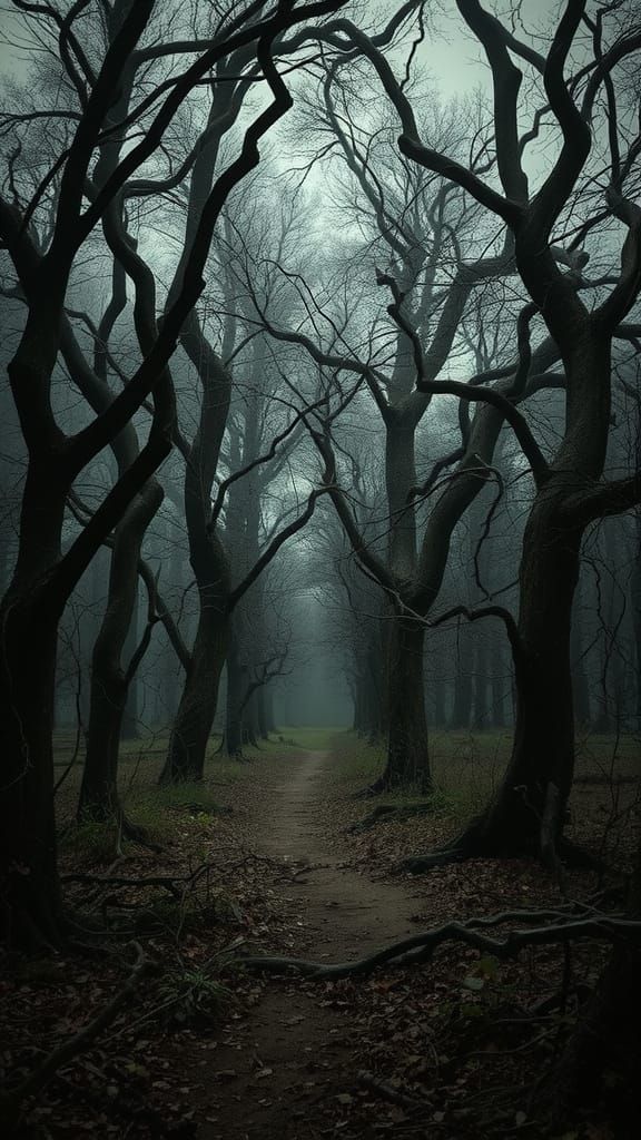 Haunting Abandoned Garden in Dramatic Light