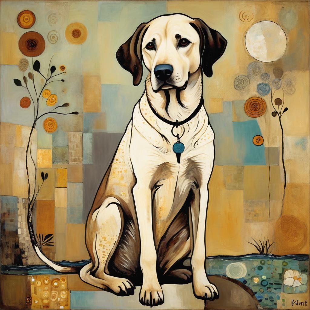 Labrador Portrait in Earth Tones, Decorative Style