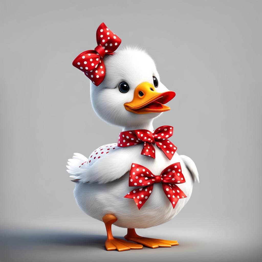 Happy Duck with Polka Dots in 4K