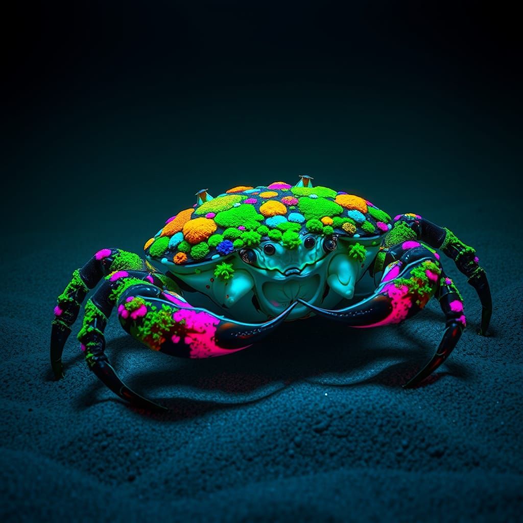 Bioluminescent King Crab in a Digital Art Style