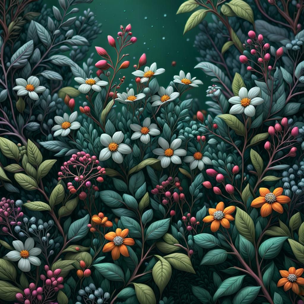 Vibrant Pop Art: Winter Flowers on Green