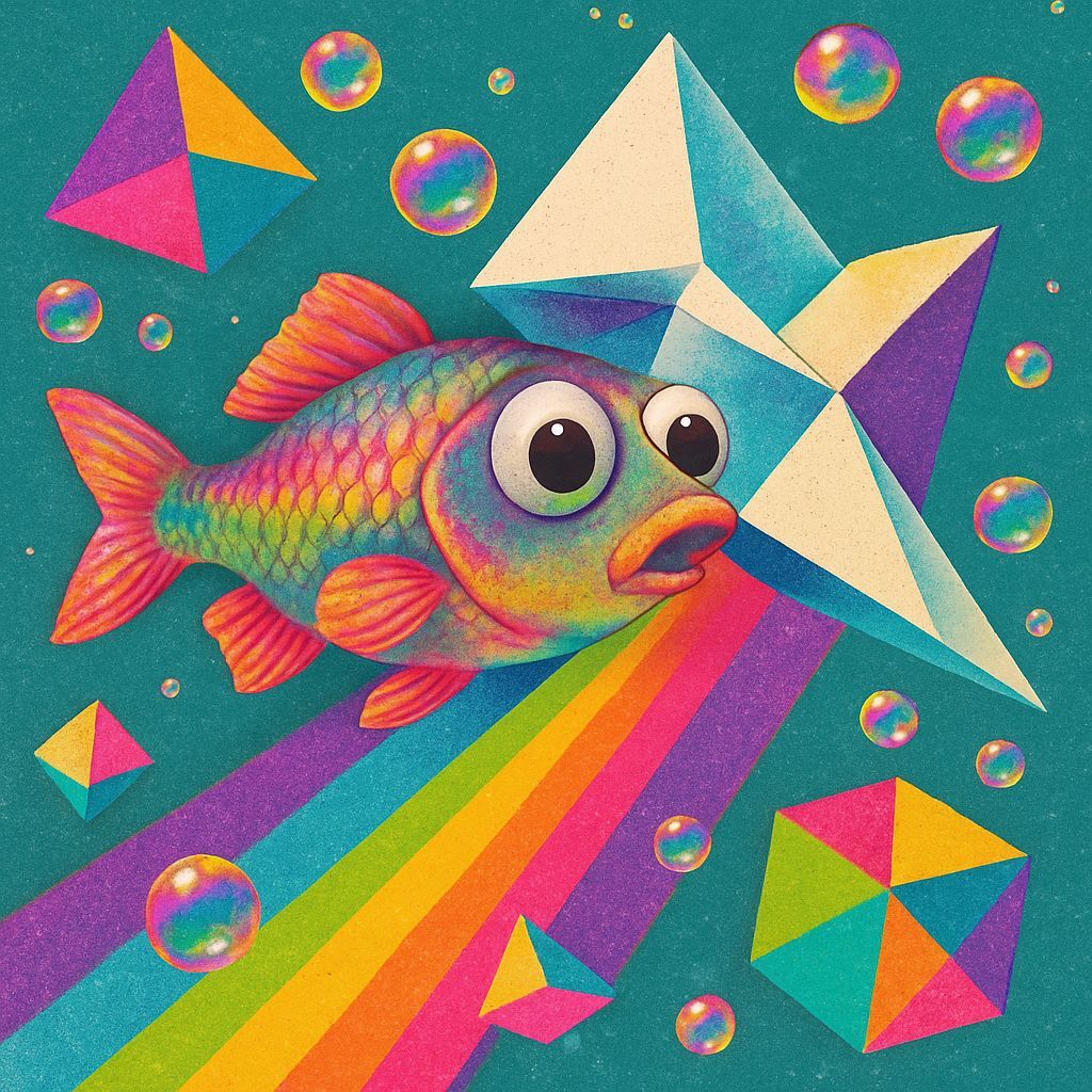 Googly-Eyed Fish Prism: A Kitsch Collage