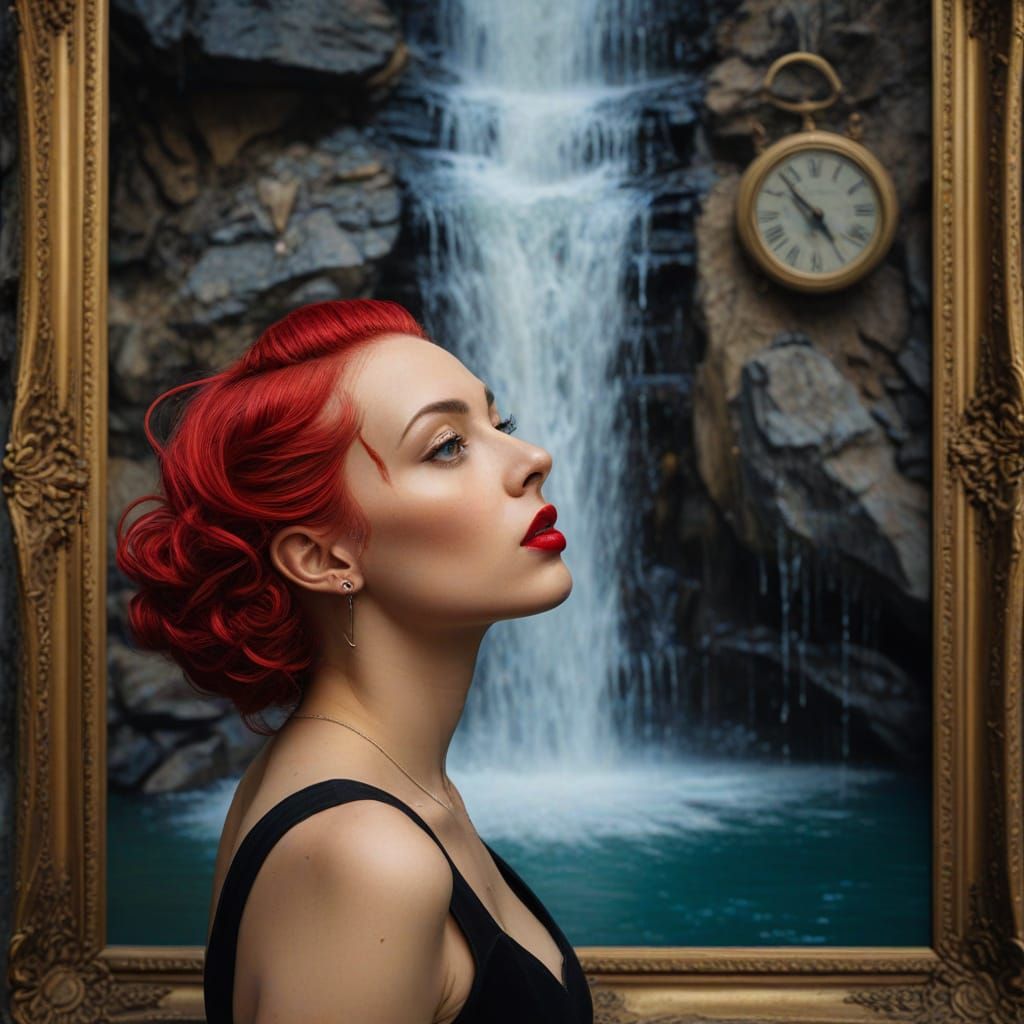 Punk Rock Woman in Surreal Dali Landscape