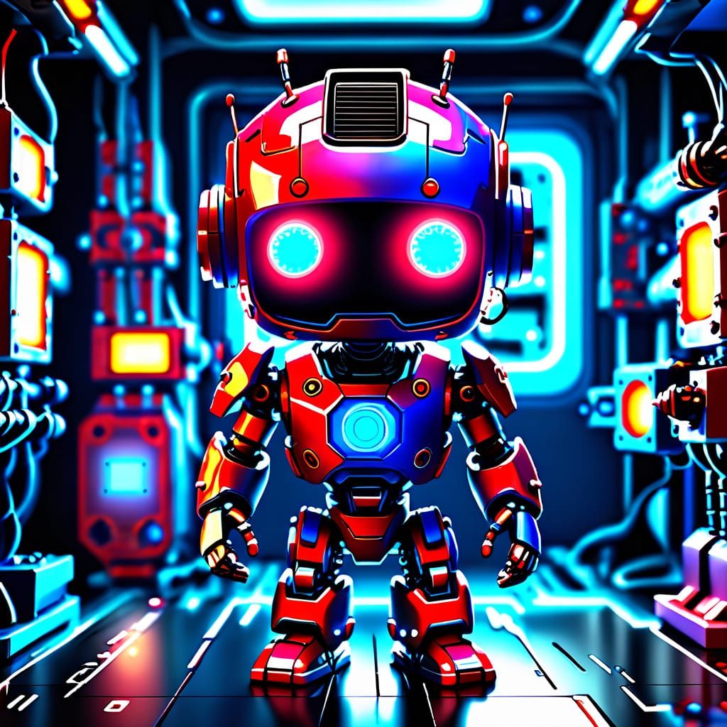 Red and Blue Robot Toy in Action Figure Box