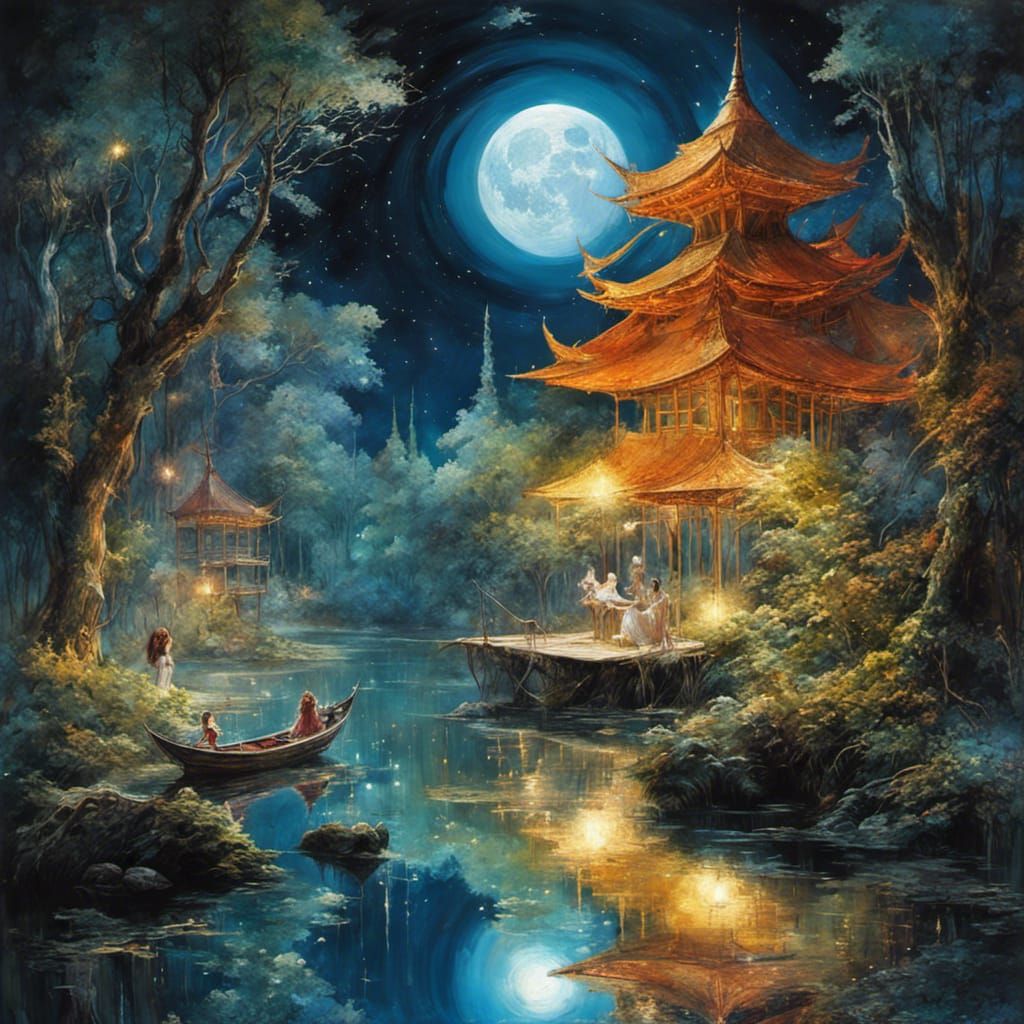 Fairies and Stardust Reflecting on a Pond