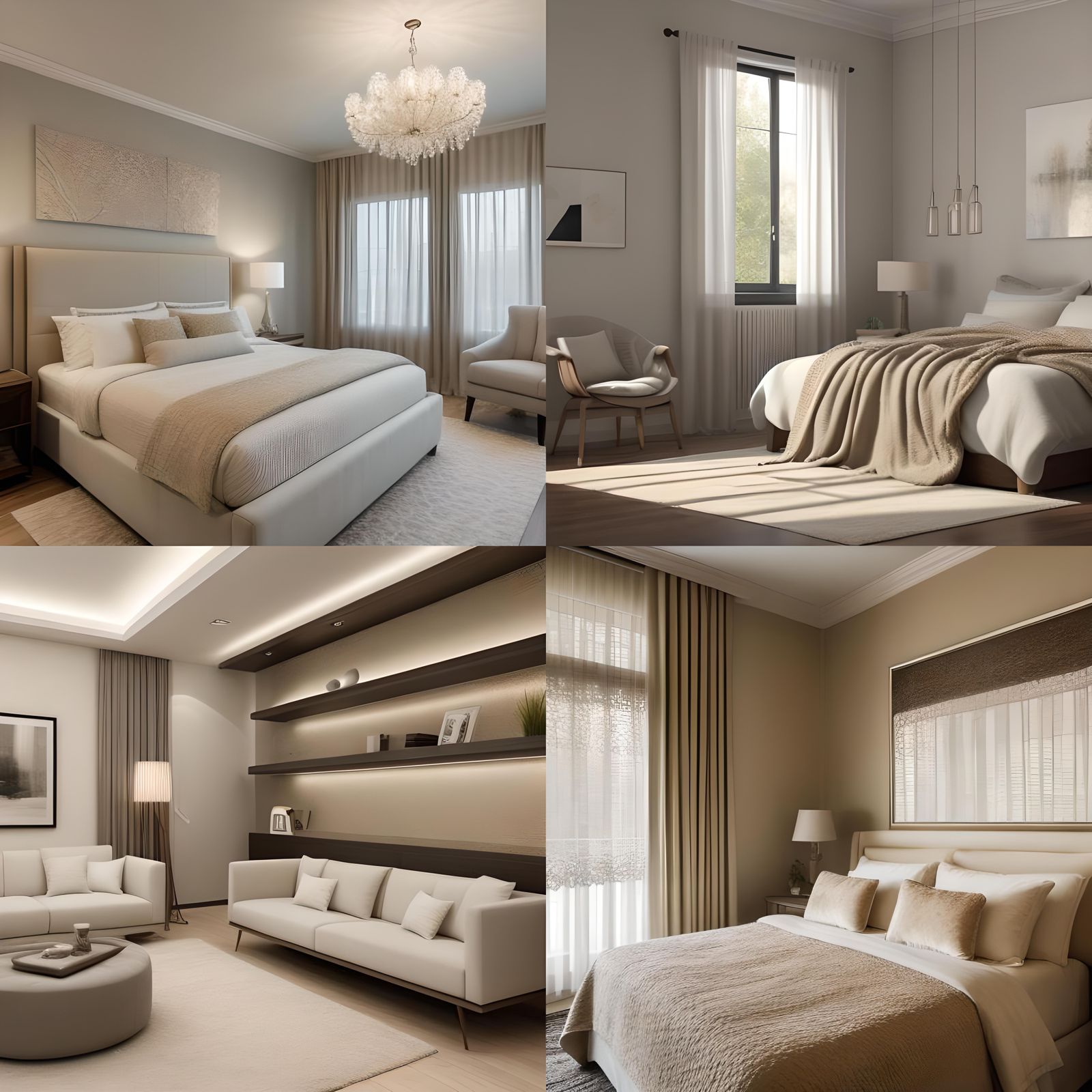Luxurious Modern Bedroom with Neutral Color Palette